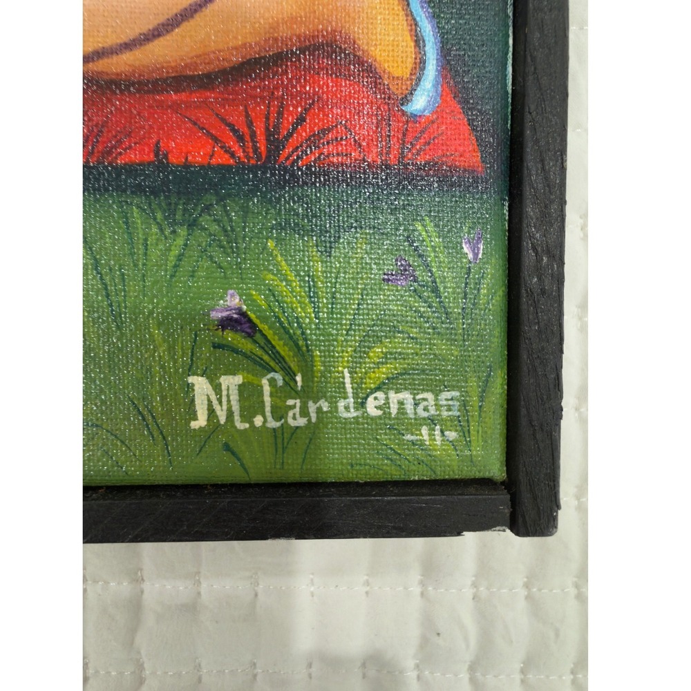 Manuel Cardenas Gorda de Botero Acrylic Painting Signed Nude Art 10x12 Frame - Picture 3 of 6